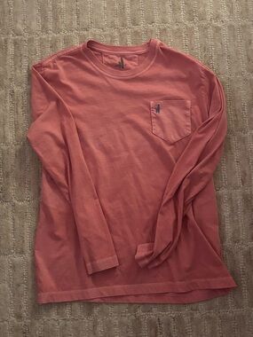 johnnie-O Long-Sleeve Pocket Tee in Coral Pink
